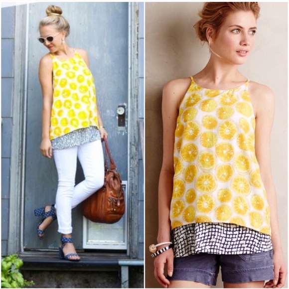Anthropologie Tops - Anthropologie Porridge lemon print tank